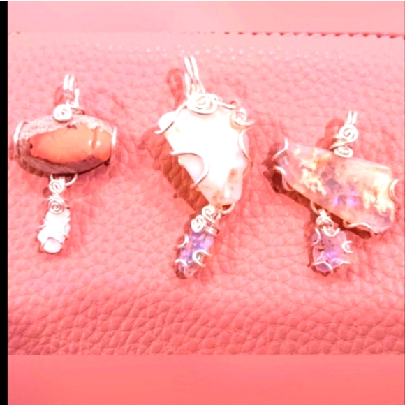 Mexican Cantera And Australian Opal Pendant Sterling Silver Eye - Picture 2 of 16